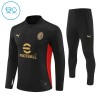 Sudadera De Entrenamiento AC Milan Cremallera De Cuarto 2024-25 Negra - Niño